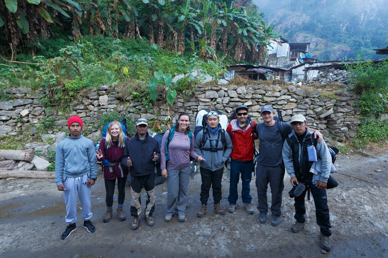 From Left to Right, Sanjay(porter) Ally, Ram(Guide) Kelsie, Shalom, Rajat, Dave, Jimmy.